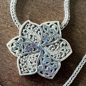 Lois Hill necklace slider pendant with scroll and granulation on woven chain